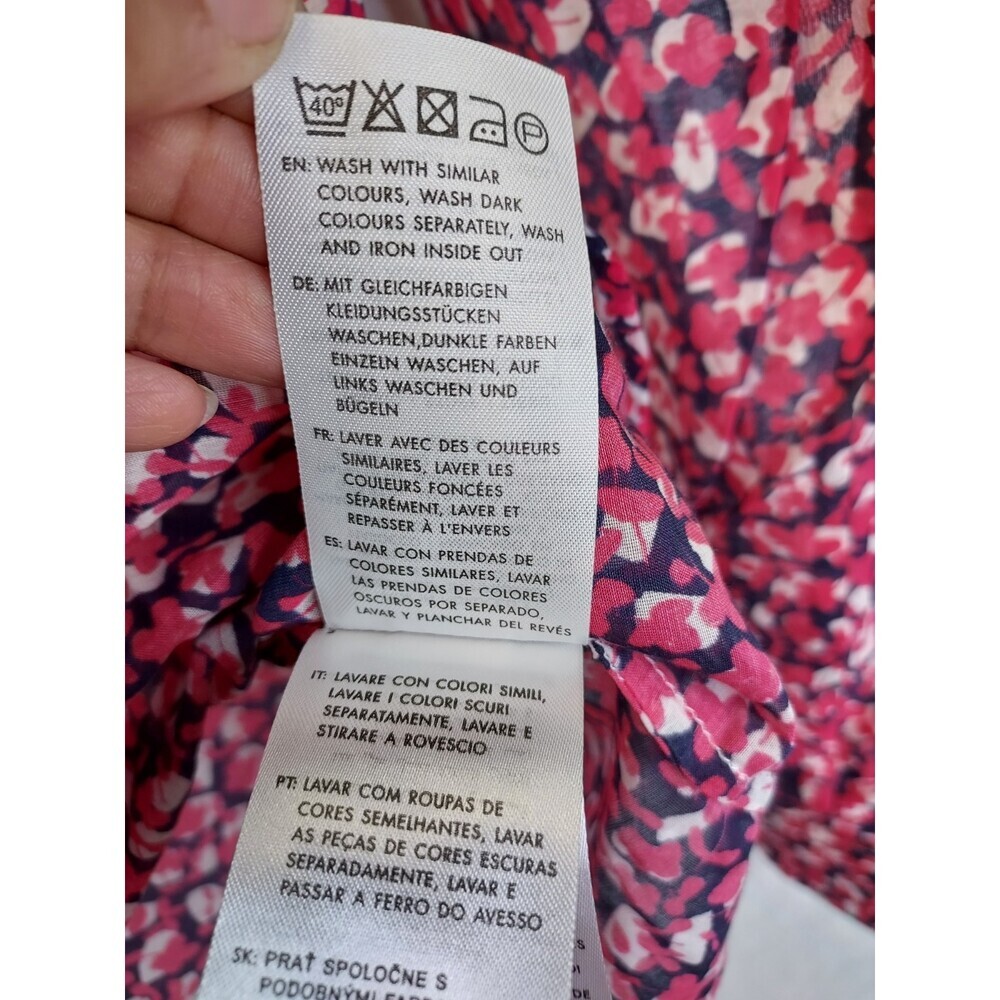 Gant Button Up Shirt Blouse Women's 12 Silk Cotton Pink Floral Collared Preppy - Picture 12 of 15